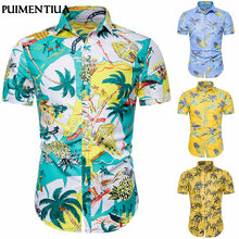 Load image into Gallery viewer, Puimentiua Men&#39;s Fashion Print Shirts Casual Button Down Short Sleeve Hawaiian Shirt Beach Holiday Slim Fit Party Shirts Tops