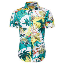 Load image into Gallery viewer, Puimentiua Men&#39;s Fashion Print Shirts Casual Button Down Short Sleeve Hawaiian Shirt Beach Holiday Slim Fit Party Shirts Tops